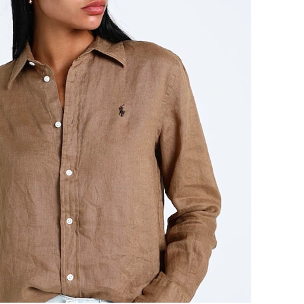 NEW RALPH LAUREN Linen Shirt Khaki Size XL Women BNWT